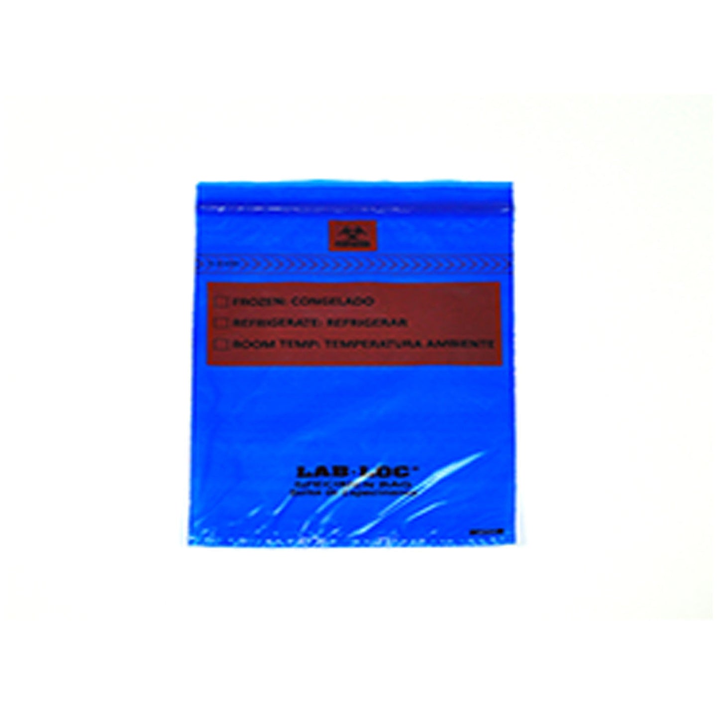 Specimen Bag, Seal-N-Rip, Removable Biohazard Symbol, Zipper Closure, 3-Wall, Blue Tint, 1.75 mil, 6" x 9", 100 bg/pk, 10 pk/cs