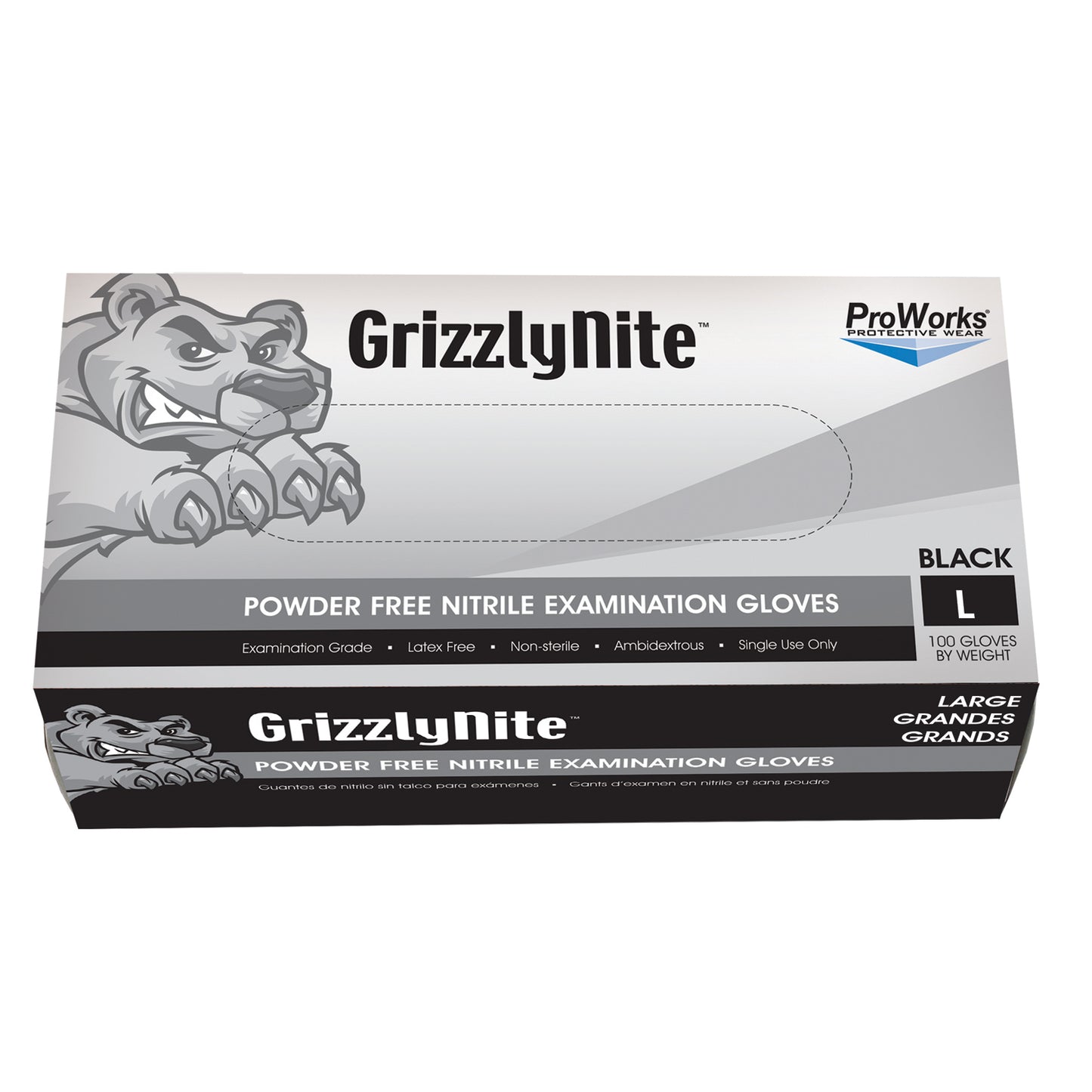 Nitrile Exam Powder Free Glove, Black, Large, 100/bx, 10bx/cs