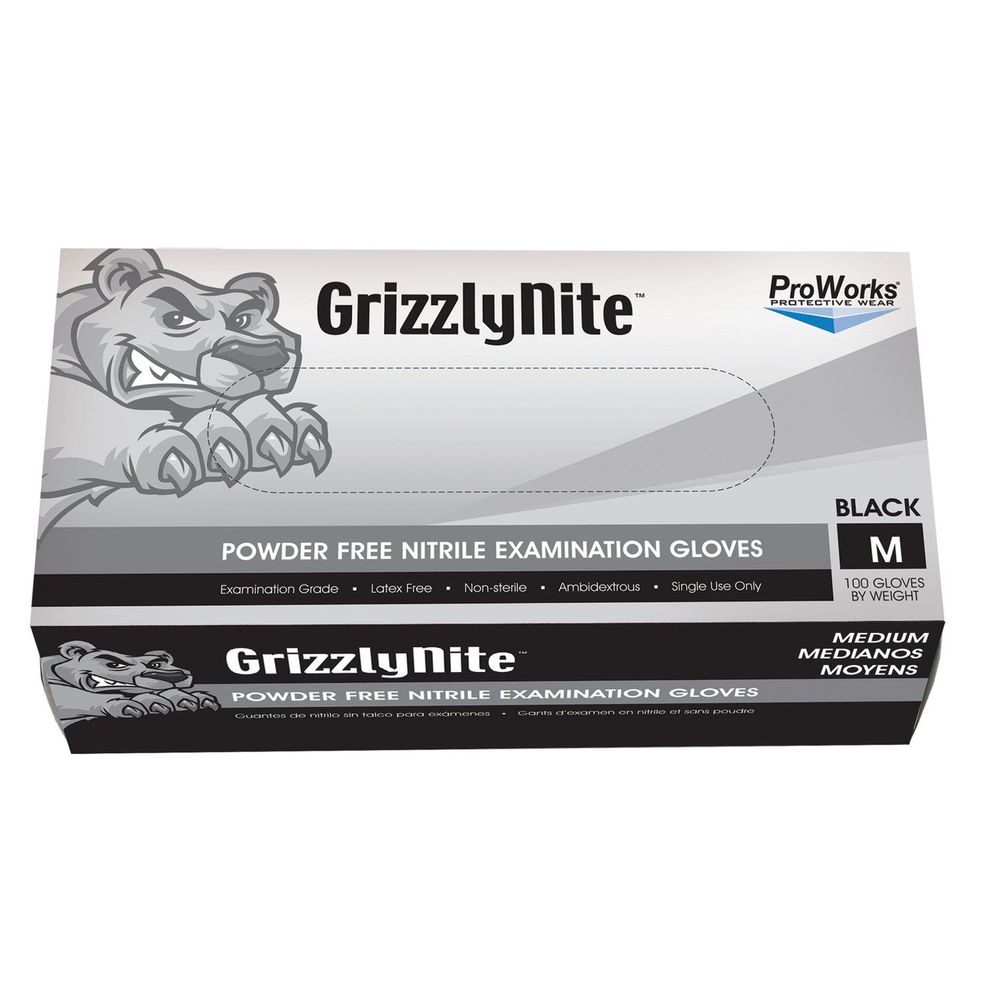 Nitrile Exam Powder Free Glove, Black, Medium, 100/bx, 10bx/cs