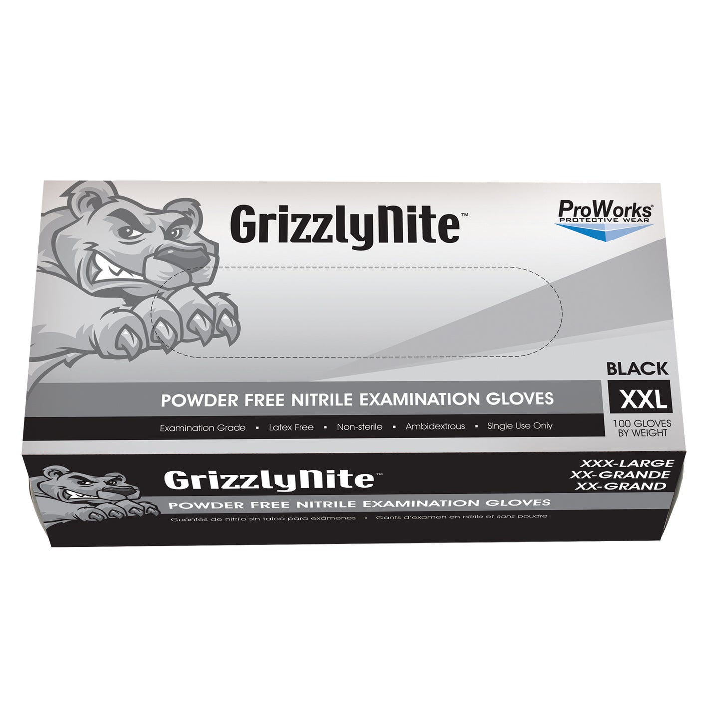 Nitrile Exam Powder Free Glove, Black, XX-Large, 100/bx, 10bx/cs