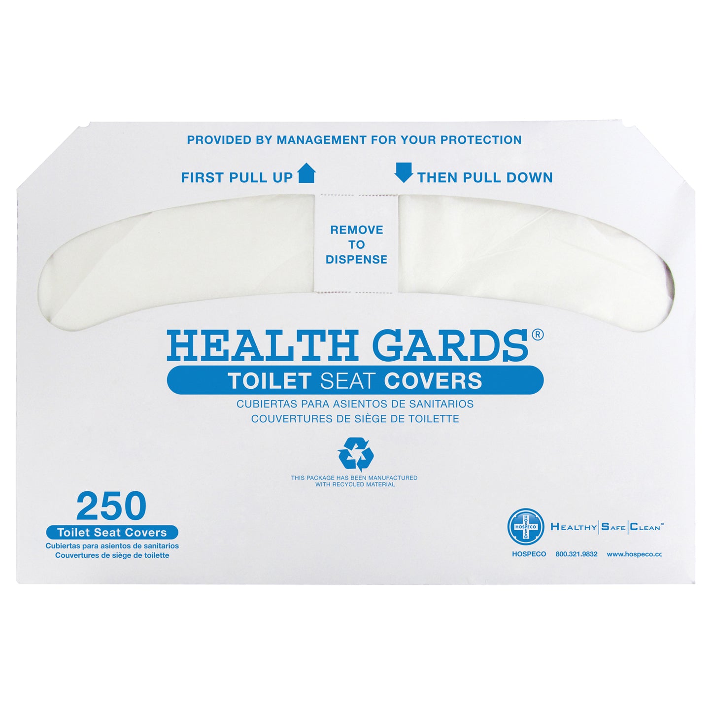 Toilet Seat Cover, Half Fold, 250/pk, 20 pk/cs