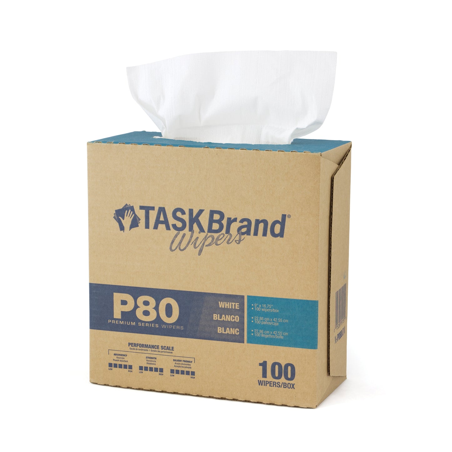 Taskbrand P80 PD Hydrospun, Interfold, Dispenser, White, 9" x 16.75", 100/bx, 4 bx/cs