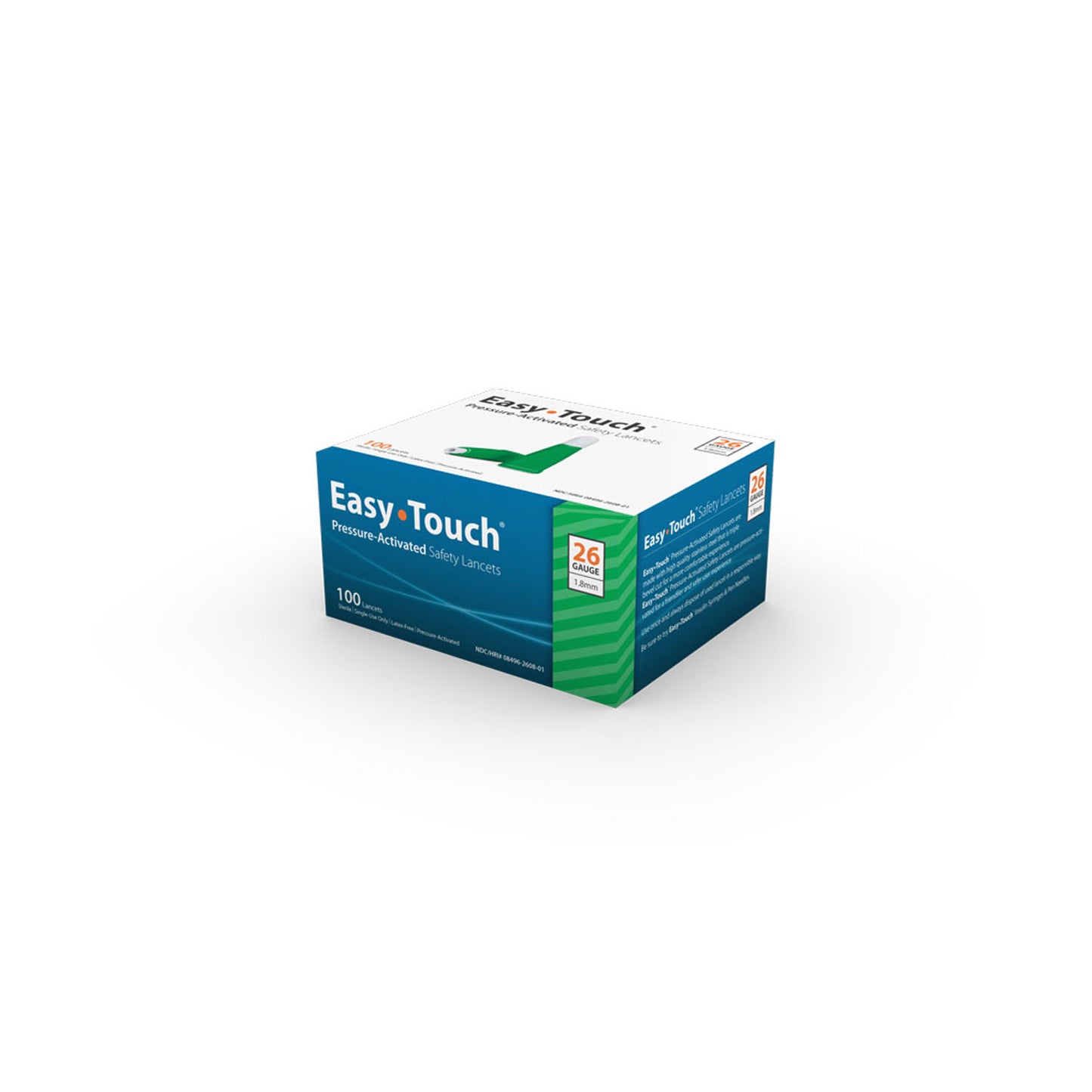 Safety Lancets, Pressure Activated, Easy Touch, 26G, 100/bx