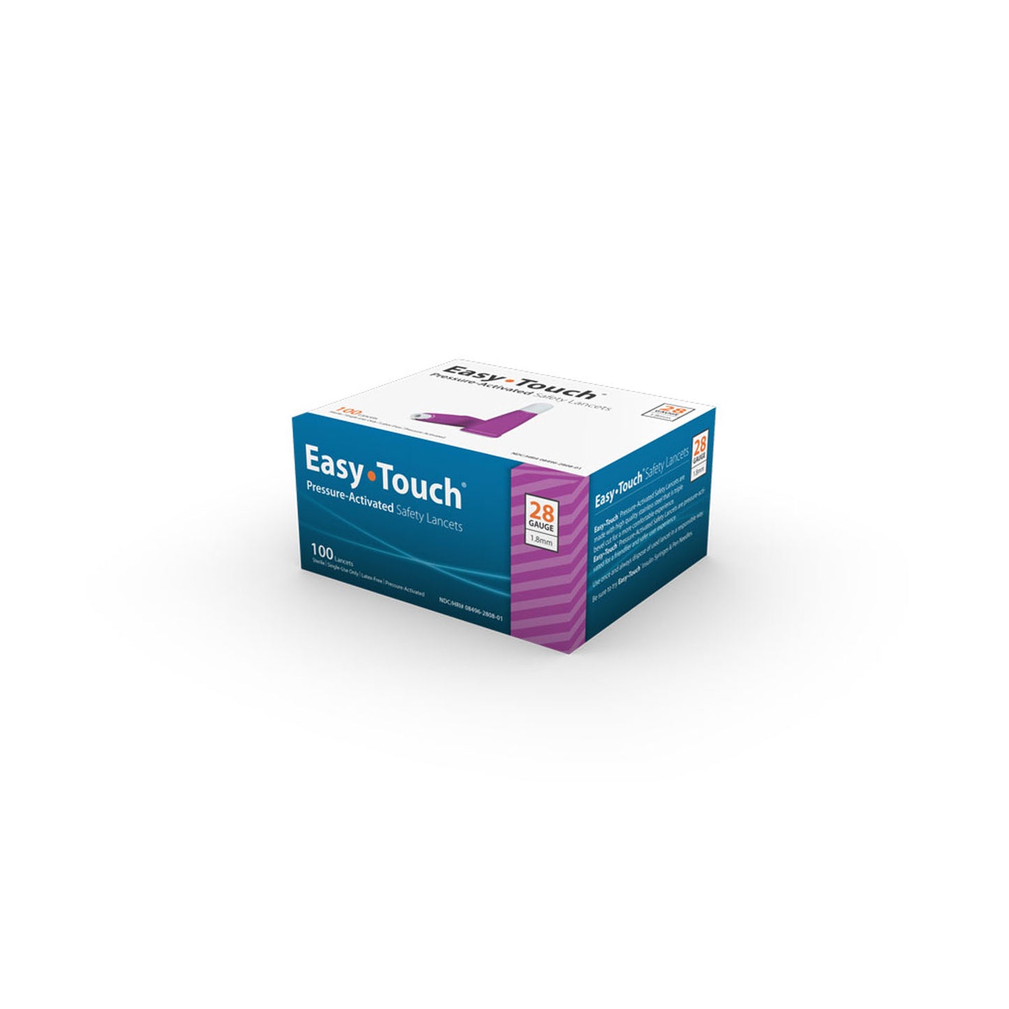 Safety Lancets, Pressure Activated, Easy Touch, 28G, 100/bx