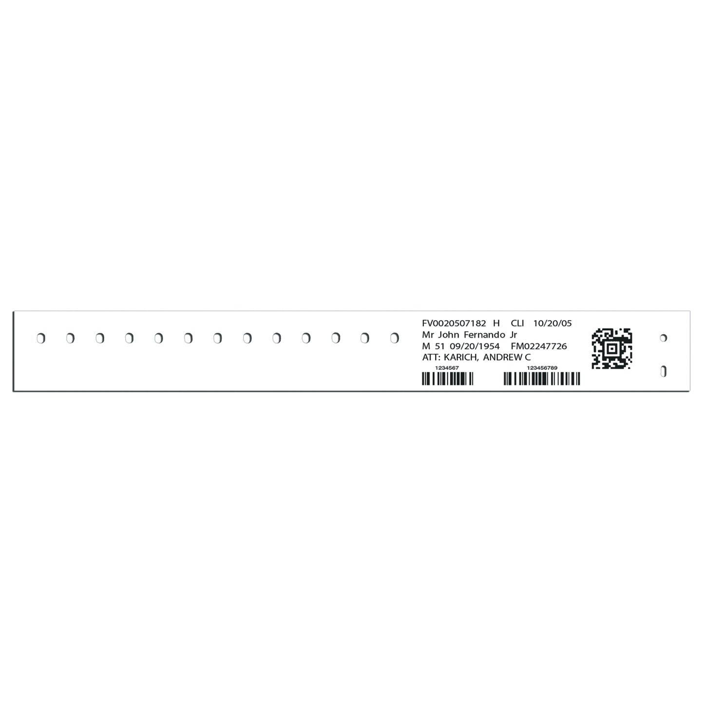 Adult Extra Wide ID Band, 4" x 1 3/8", 1_" Core, White, 500/bx