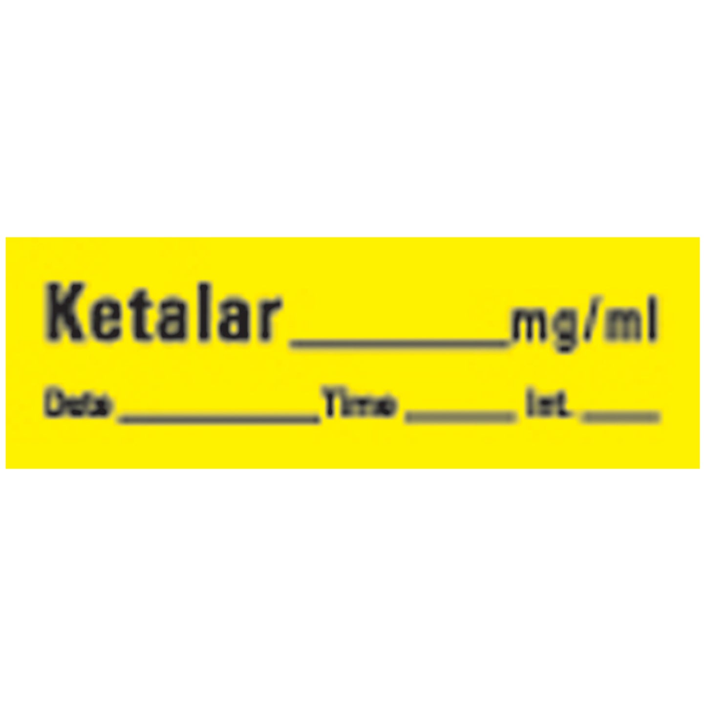 Ketalar Syringe Labels, Yellow, 500"/rl