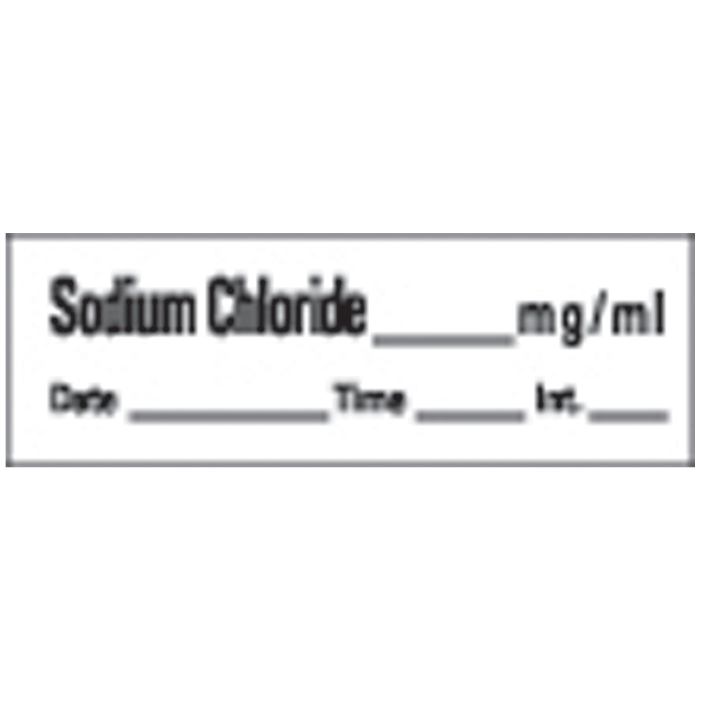 Sodium Chloride Syringe Labels, White, 500"/rl