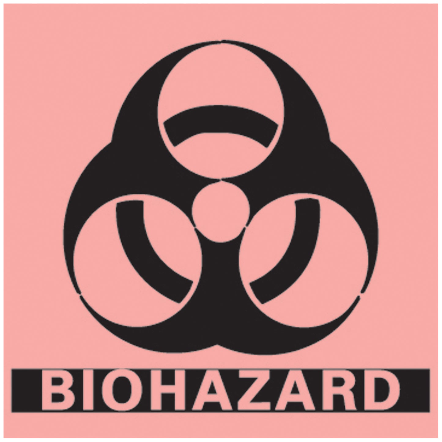 Biohazard Labels, 5" x 5", Fluorescent Red, 250/rl