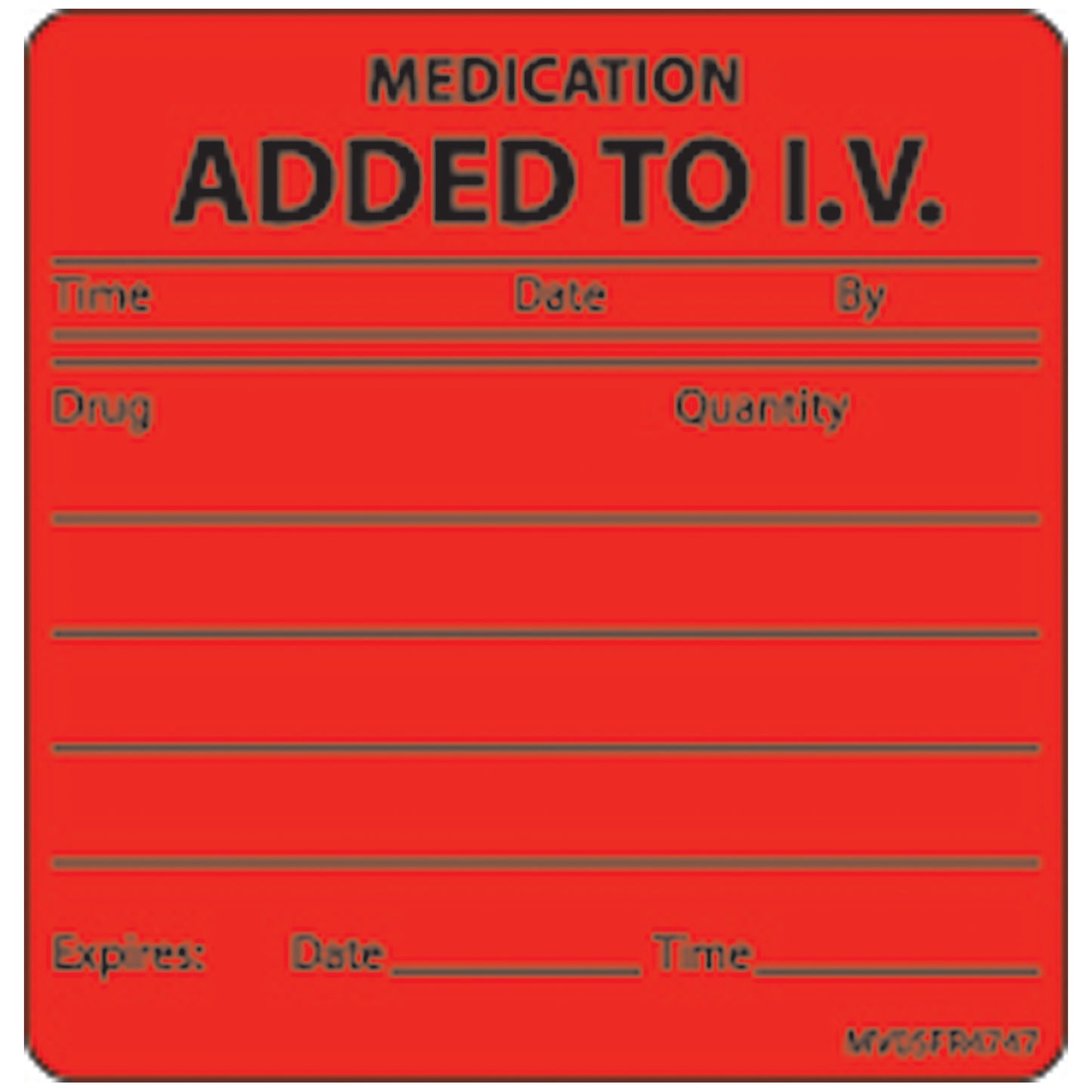 Medication Added To IV Labels For Nursing, 2 7/16" x 2_", Fluorescent Red, 400/rl