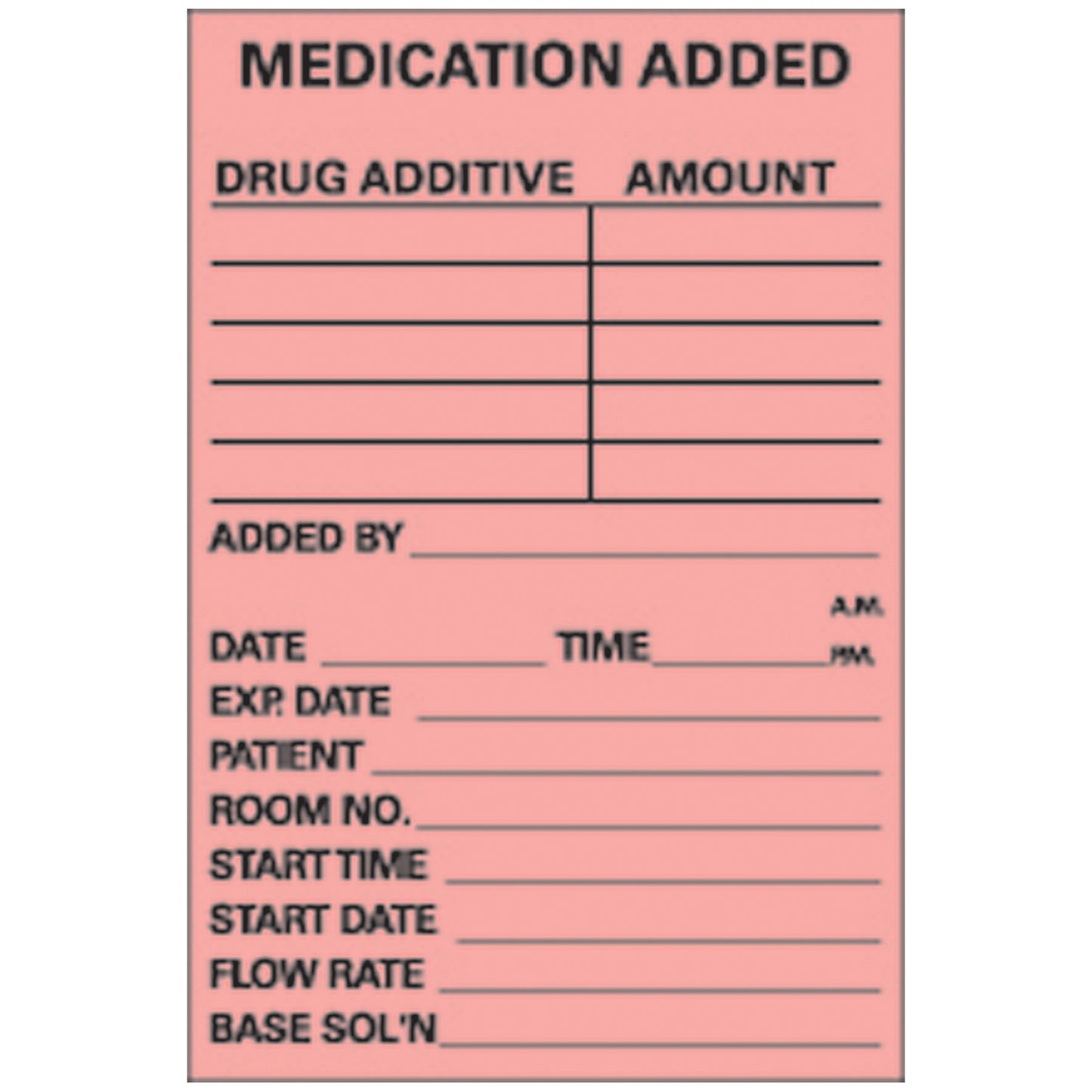 Medication Added IV Labels, 3" x 2", Fluorescent Red, 500/rl
