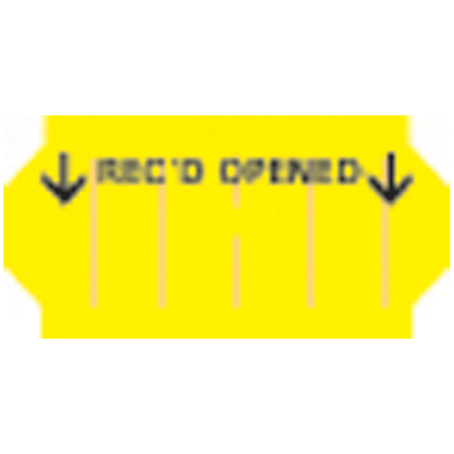 Yellow/ Black Labels, "Received Open" Imprint, Tamperproof, Single Ply, Cold Temp Adhesive, Min. Order: 6 Rolls, 1,500/rl