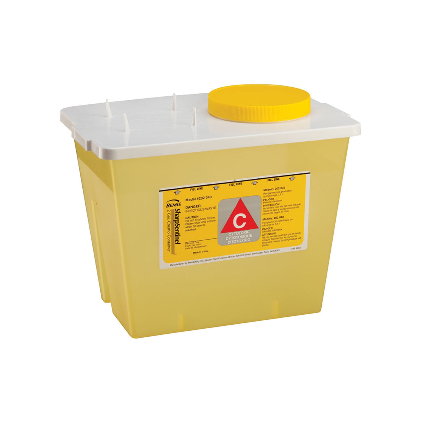 Chemo Container, 2 Gal, Yellow, 30/cs