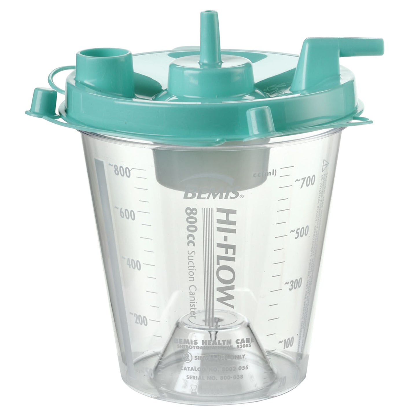 Suction Canister, Hi-Flow, Critical Measure Bottom, 800cc, 50/cs