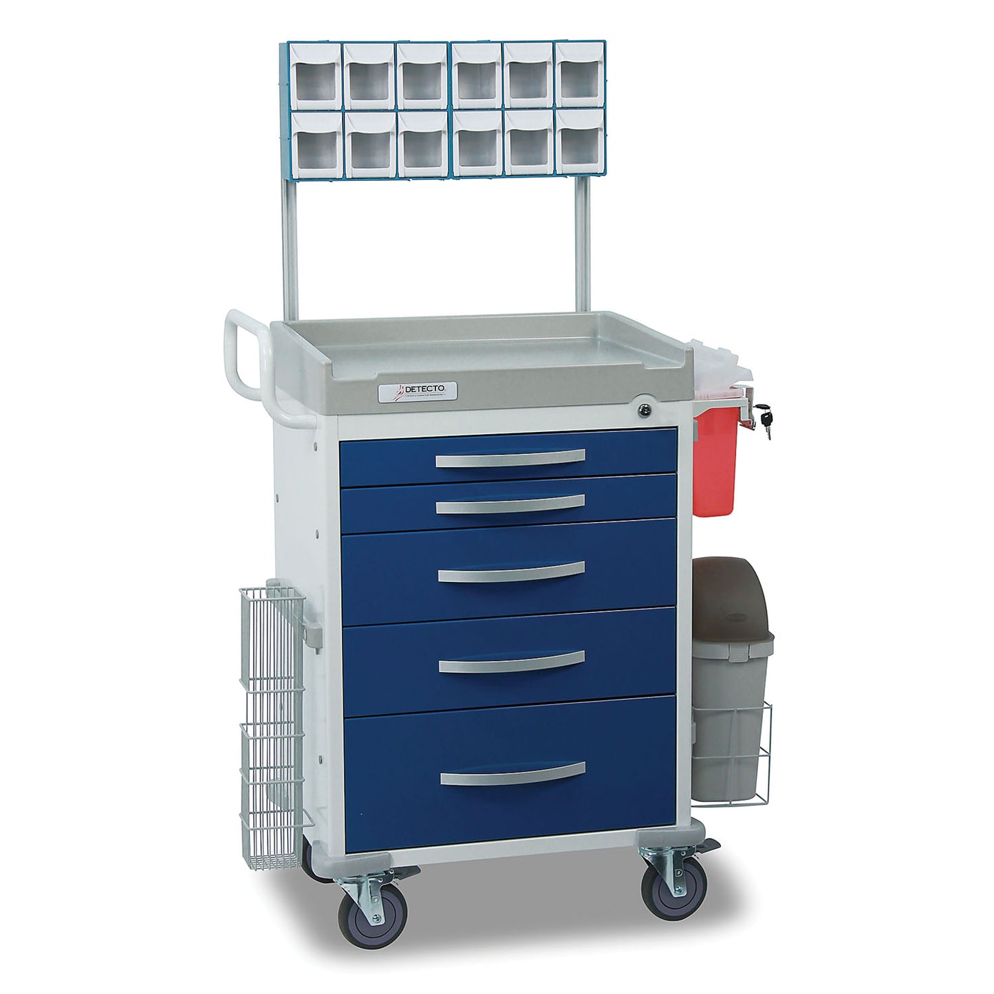 Loaded Detecto Rescue Series Anesthesiology Medical Cart, 5 Blue Drawers (DROP SHIP ONLY)