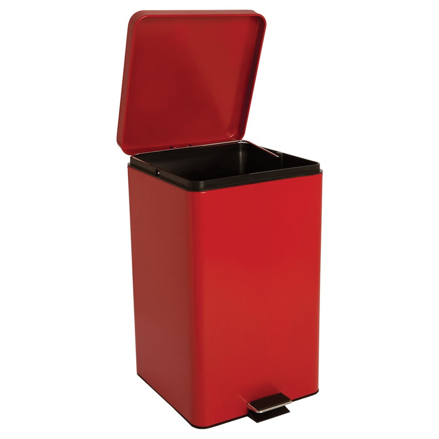 Waste Can, 32 Qt, Square, Red Enamel Finish