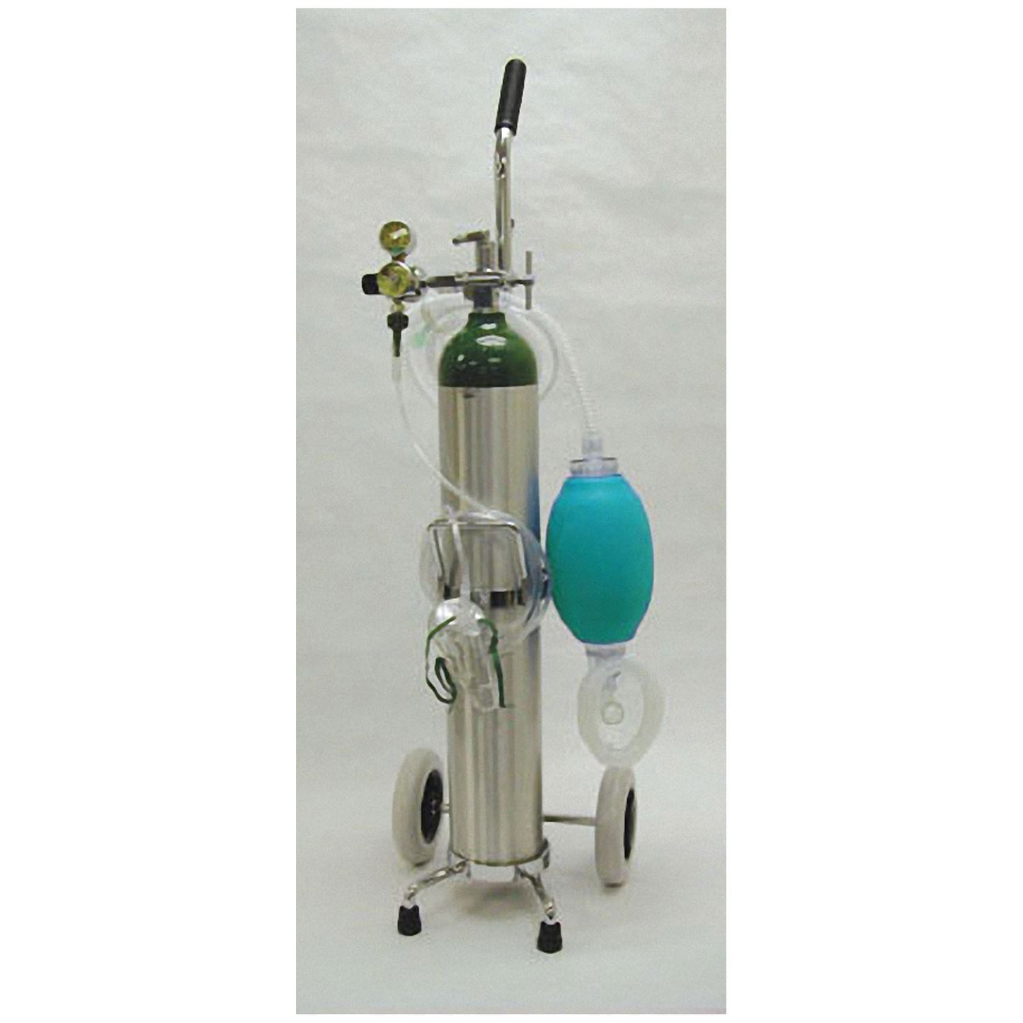 E Emergency Kit Includes: 1602E Aluminum Cylinder, 1335 Adj. Flow Reg. (2-8 LPM), Disposable Adult Manual Resuscitator, Mask/ Tube, Cart