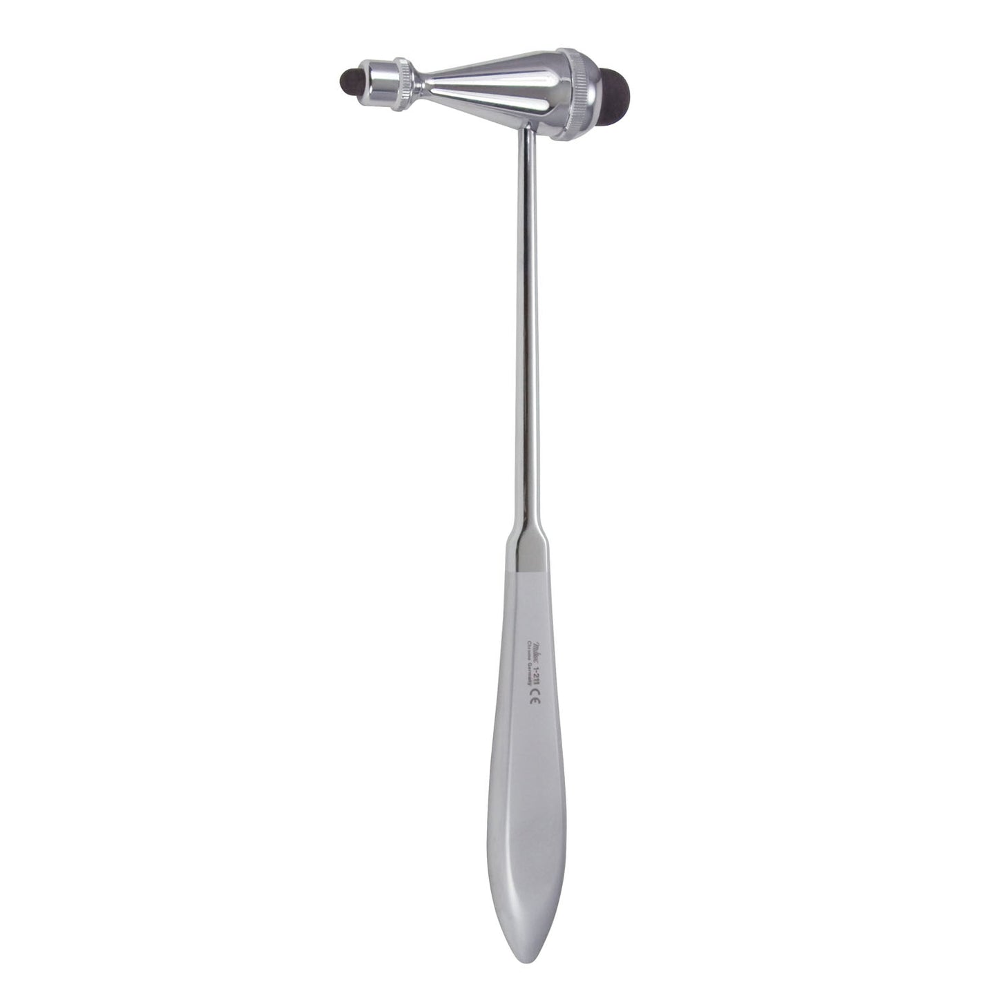 Tromner Percussion Hammer, 9_", Large & Small Rubber Tips, Hollow Tapered Handle, Sharp Point, Chrome