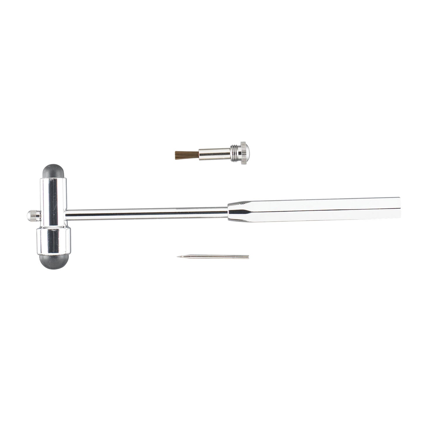 Buck Neurological Hammer, 7_", Brush & Needle (screw into handle), Chrome
