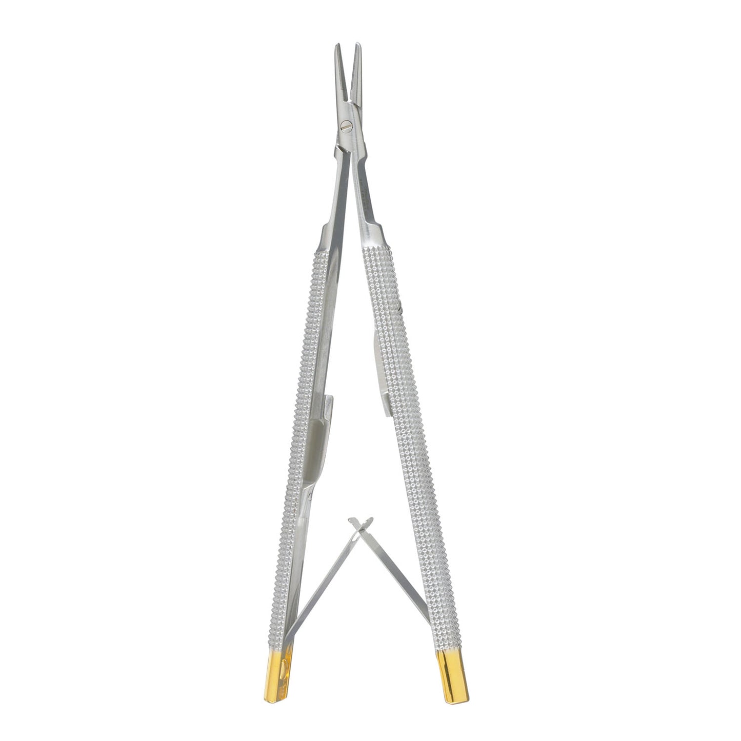 Castroviejo Needle Holder, 4 1/8", Carb-N-Sert, Round Handles, Lock, Delicate, Smooth, Straight