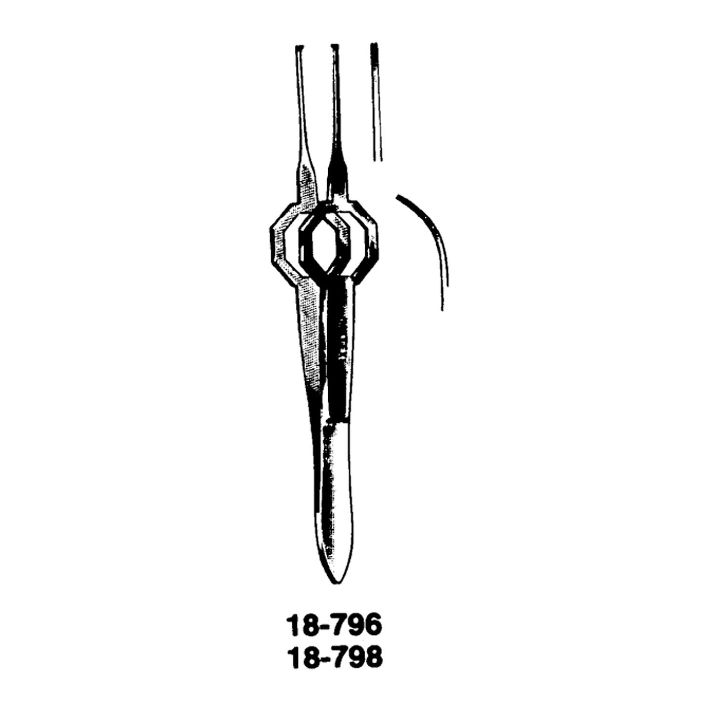 Foerster Forceps, 3_", Iris Tissue, Full Curved, 1x2 Teeth, 0.5mm Wide