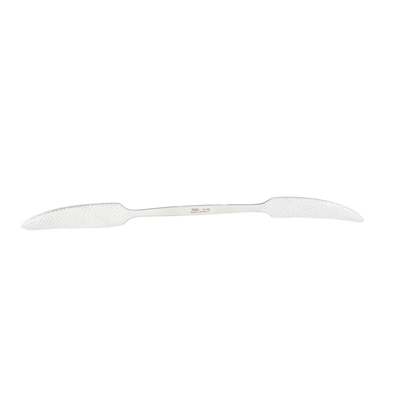 Bone Rasp, 10_", Flat Ends, One Side Curved On Flat, Other Side Curved Sideways