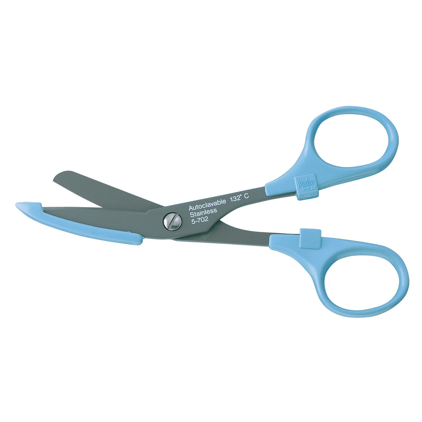 Nurses Scissors, 5_" (14.0cm), Fluoride Coated, Coated Safety Guard, Blue