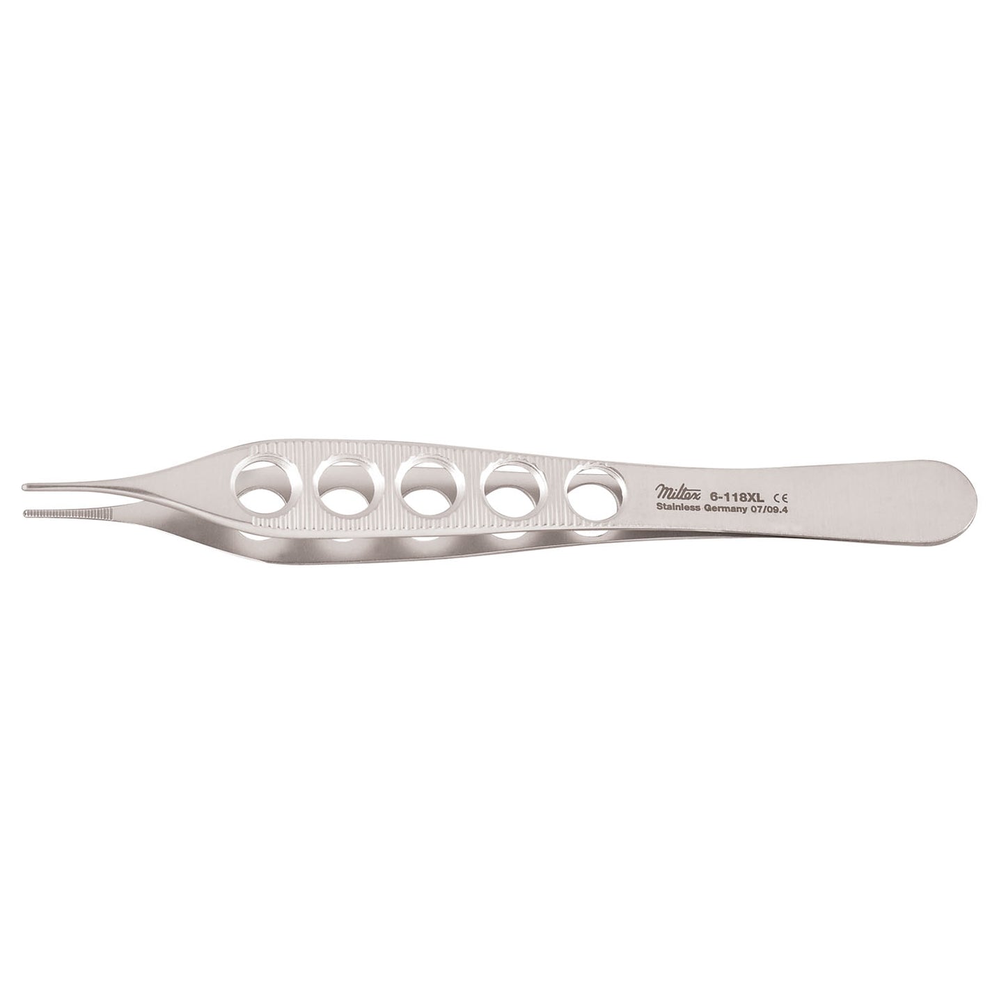 Tissue Forceps, 4_", 1x2 Teeth, Fenestrated Handles, Lightweight