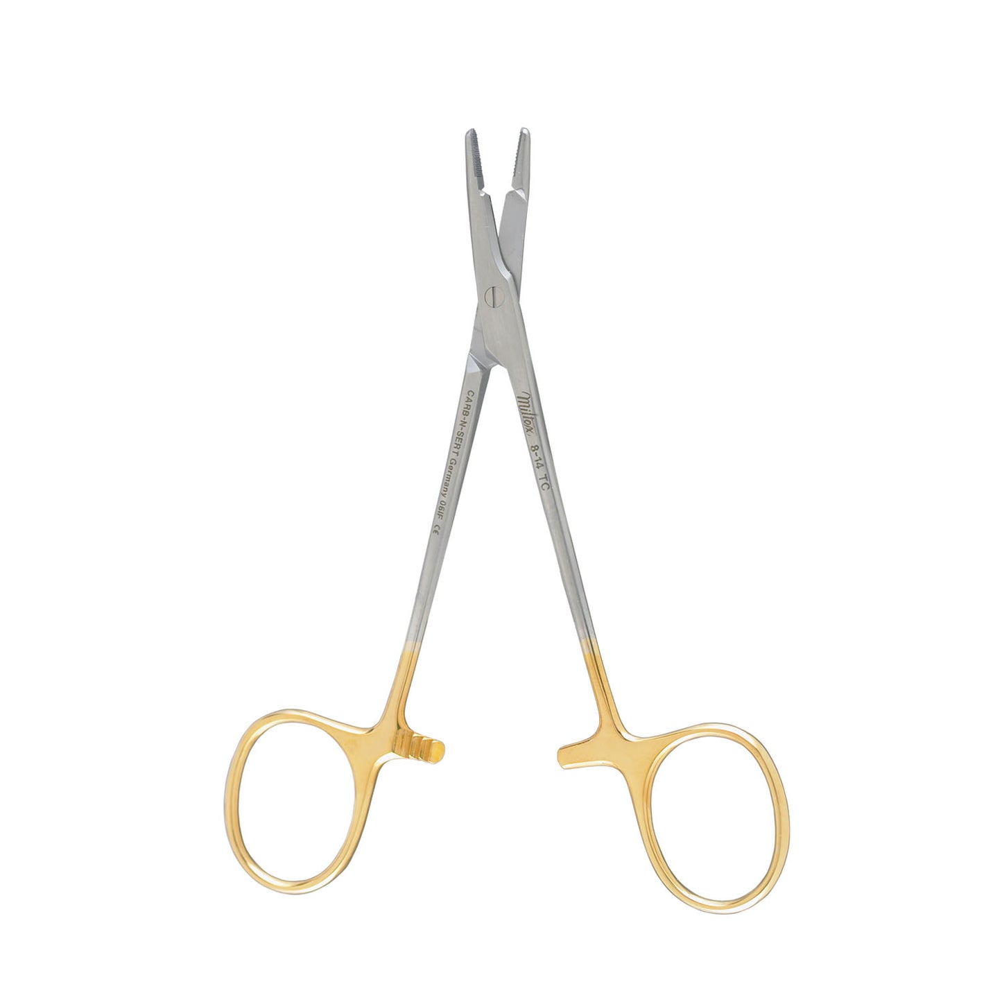 Olsen-Hegar Needle Holder, 4_", Serrated, Extra Delicate, Carb-N-Sert T.C. Jaws