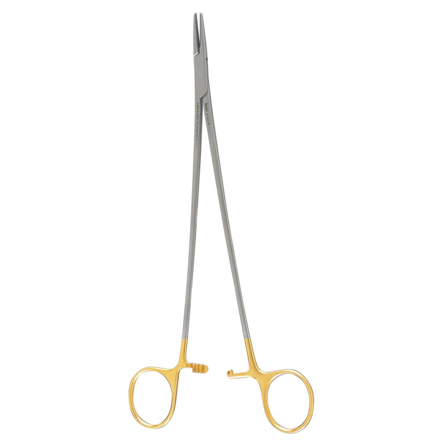 Crile-Wood Needle Holder, 9", Quick Release Ratchet, Serrated, Carb-N-Sert T.C. Jaws