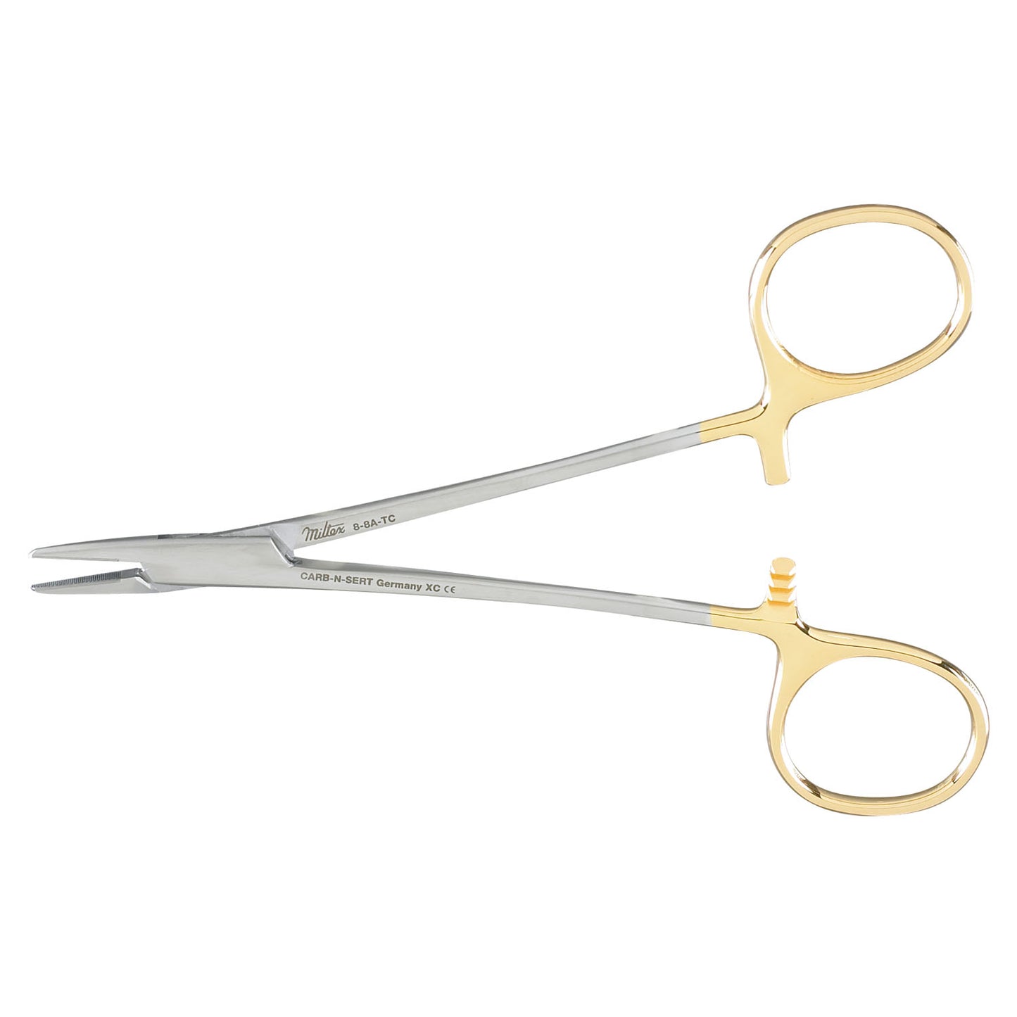 Halsey Needle Holder, 5", Serrated, Carb-N-Sert T.C. Jaws
