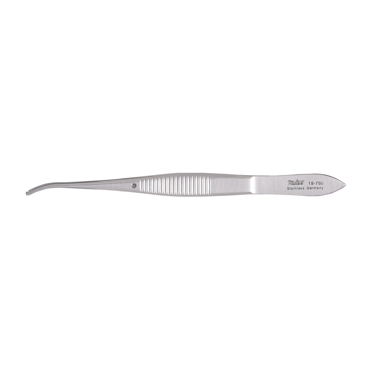 Iris Forceps, 4", _ Curved, 1x2 Teeth