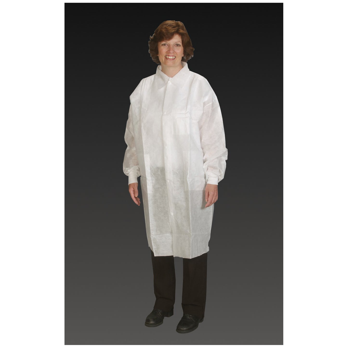 Lab Coat, Large/ X-Large, White, Tapered Collar, Elastic Wrist, 25/cs