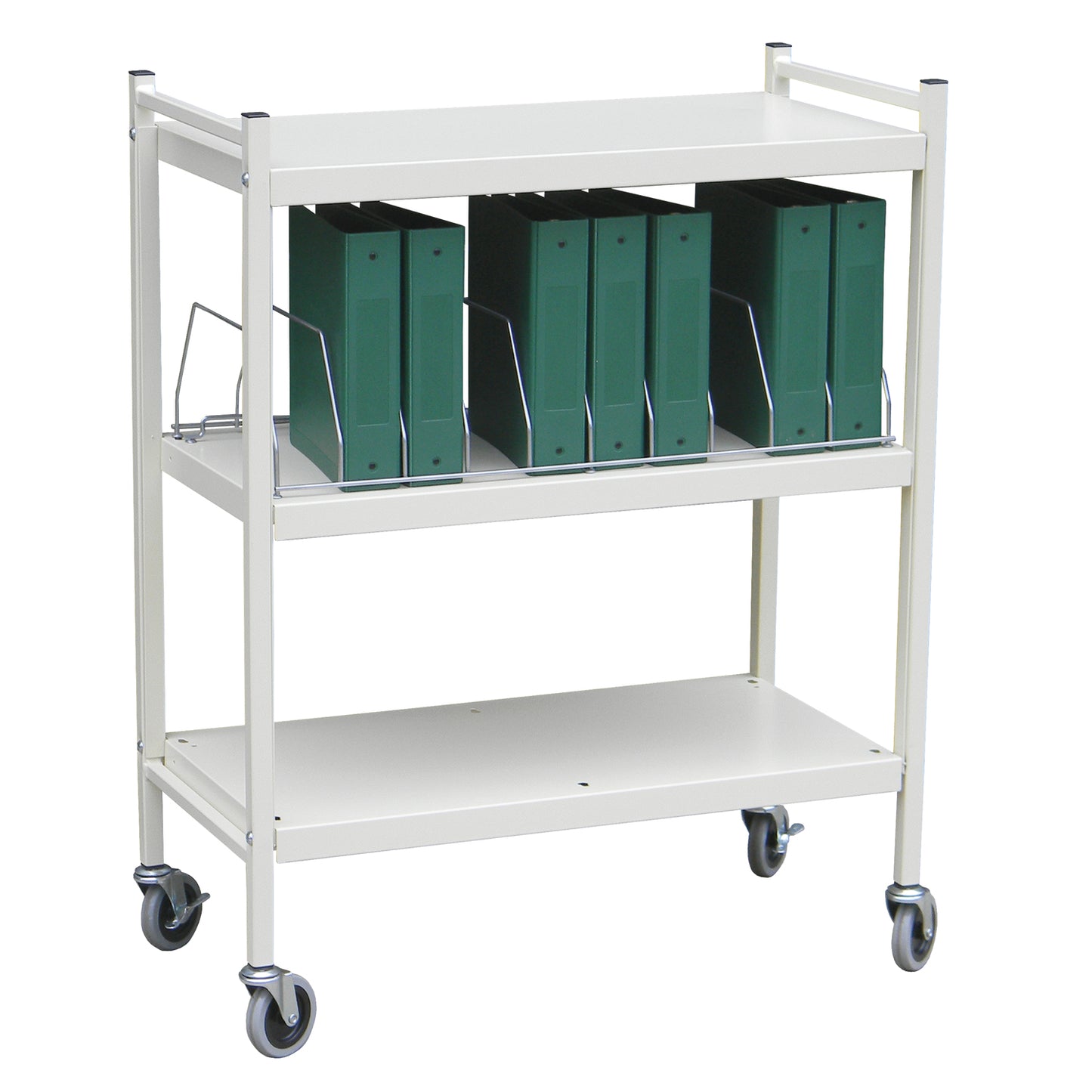 Standard Omnicart For Binders, 2_" Spine, Holds 10 Ring Binders Per Shelf, Chart Rack, 3 Shelves, 1 Organizer, 10 Capacity, 43_"H x 34_"W x 17"D