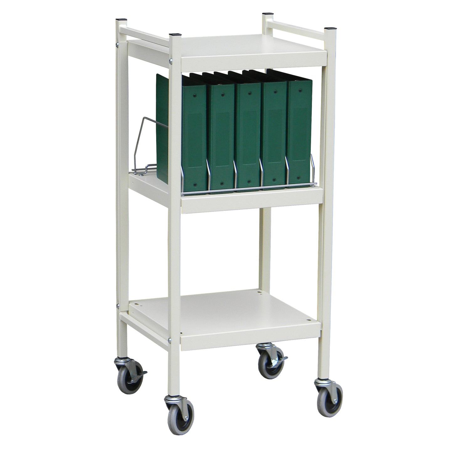 Mini Omnicart For Binders, 2_" Spine, Holds 5 Ring Binders Per Shelf, Chart Rack, 3 Shelves, 1 Organizer, 5 Capacity, 43_"H x 19"W x 17"D