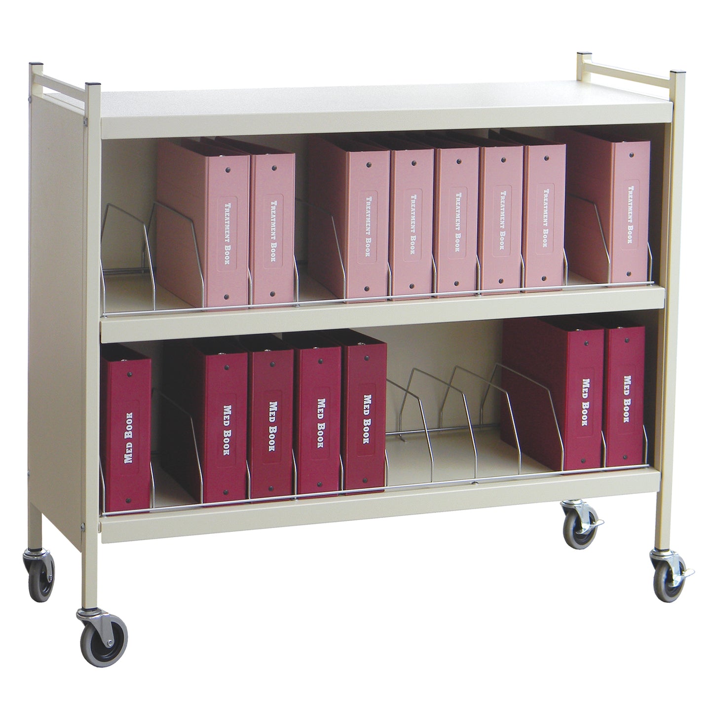 Big Beam Large Cabinet Style Omnicart For Binders, 3_" Spine, Holds 8 per Shelf, 3 Shelves, 2 Organizers, 24 Capacity, 43_"H x 49_"W x 17"D