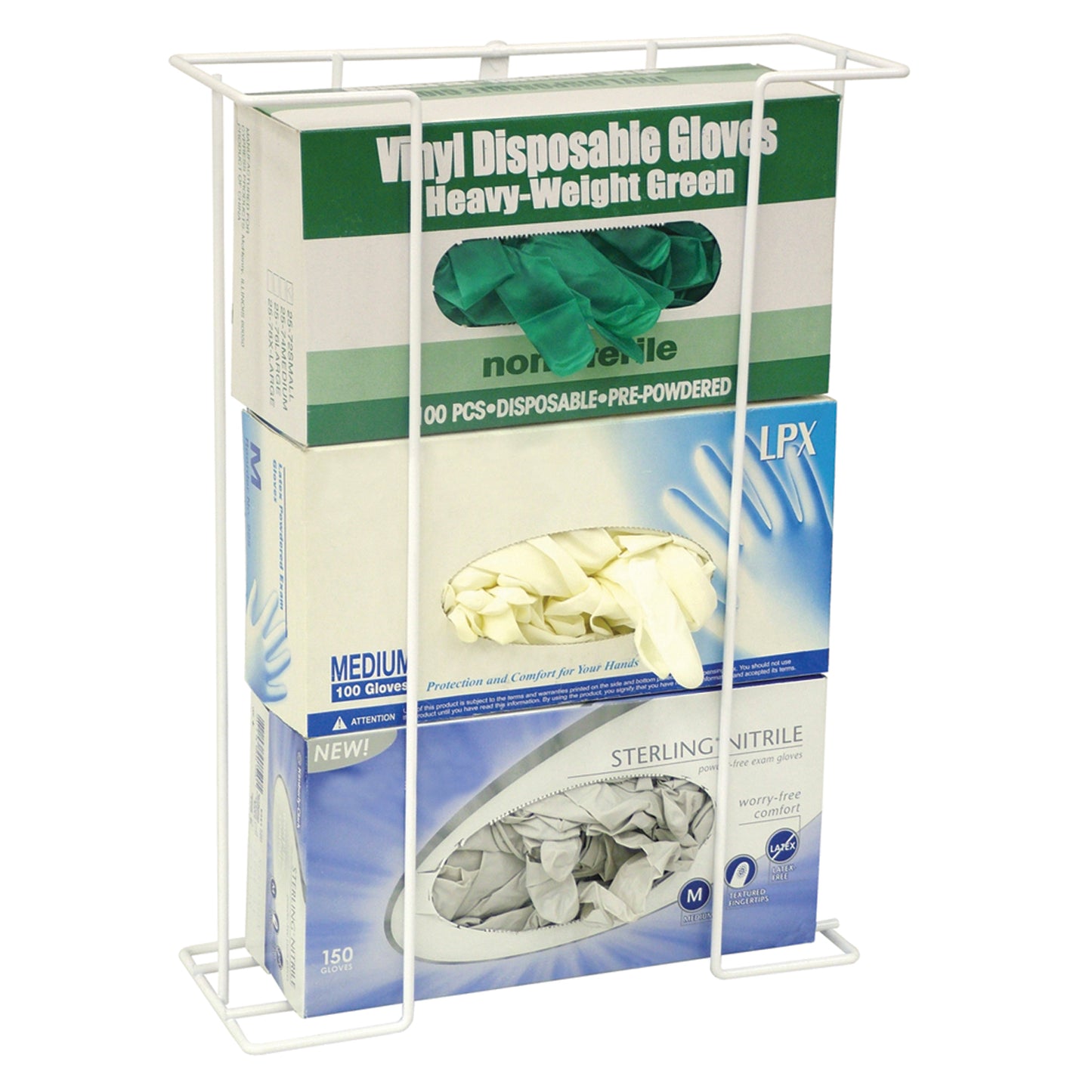 Economy Triple Wire Glove Box Holder, 11_"W x 16"H x 4_"D