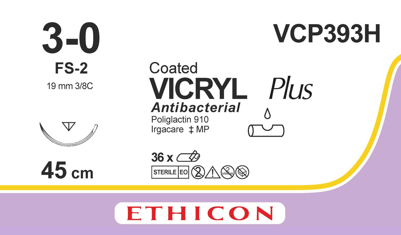 Suture, Reverse Cutting, Size 3-0, 18", Violet Braided, FS-2 Needle, 3/8 Circle, 3 dz/bx (Continental US Only)
