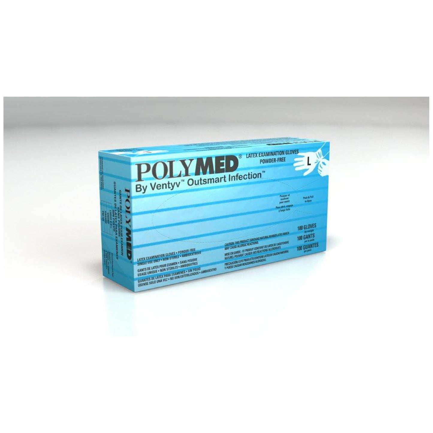 Glove, Exam, Latex, Large (8-8.5), Powder Free (PF), Fully Textured, Natural White, Blue Dispenser Box, 100/bx, 10 bx/cs (84 cs/plt) (Continental US Only)