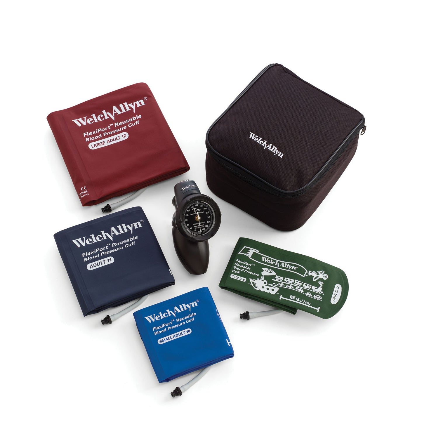 Family Practice Kit & Case, Includes Child Print Cuff, Adult & Large Adult, Latex Free