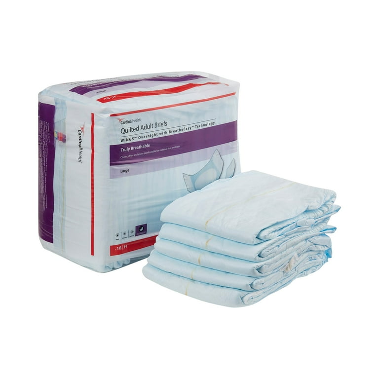 Adult Brief, Quilted, Overnight, Large, (45"-58"), 18/bg, 4 bg/cs (Continental US Only) (Manufacturer Backorder - Inventory Limited when Available)