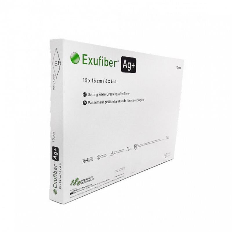 Exufiber Ag+ Gelling Fiber Dressings, 15cm x 15cm (6in x 6in), 10/bx, 6bx/cs (US Only)