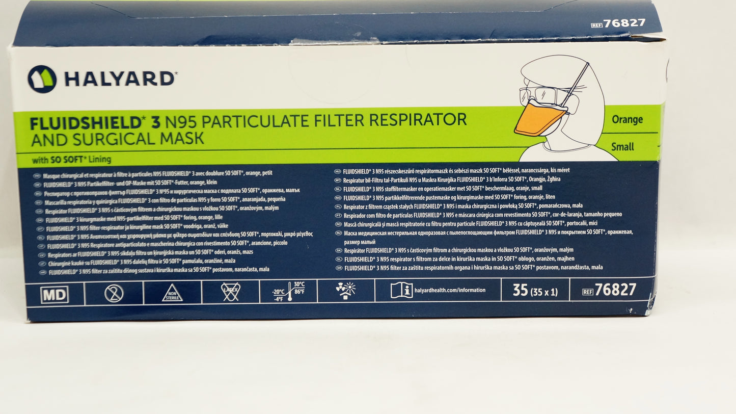 FLUIDSHIELD 3 N95 Mask, Small, 35/bx, 9 bx/cs