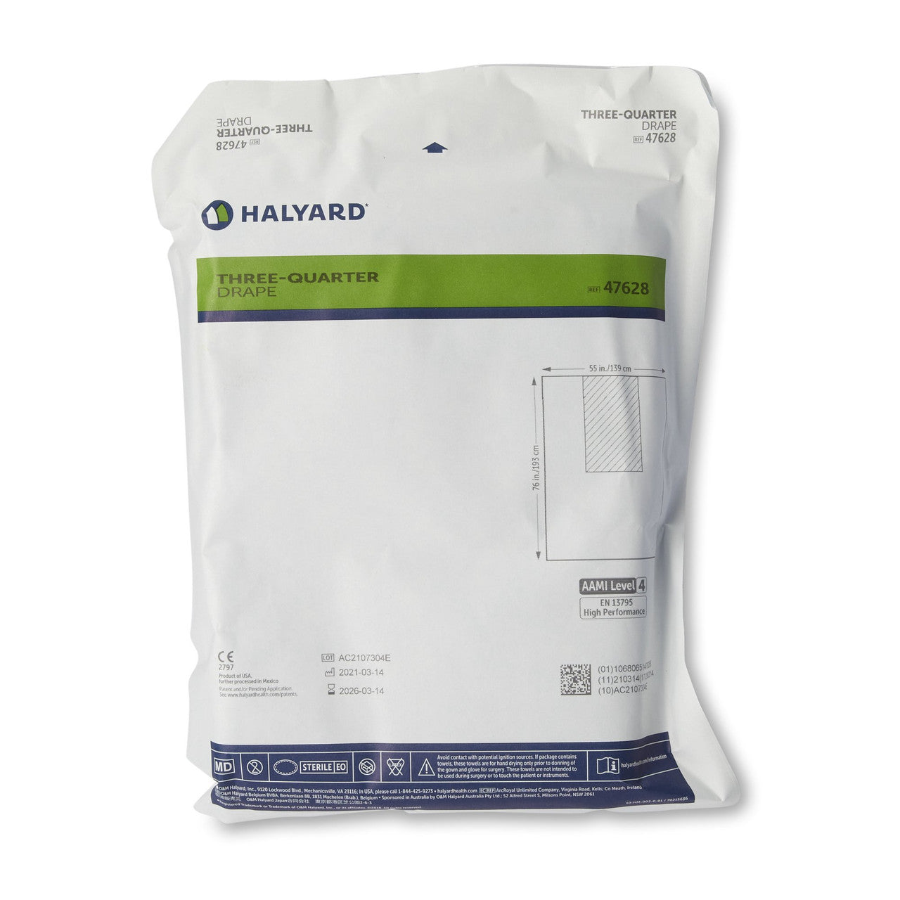 3/4 Drape, 76" x 55", Sterile, 22/cs (US Only)