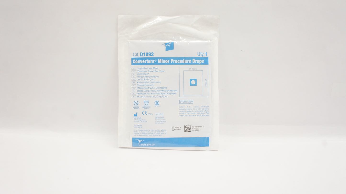 Minor Procedure Drape, 24" x 26", Aperture 2.5" Dia., Sterile, 25/cs (Continental US Only)