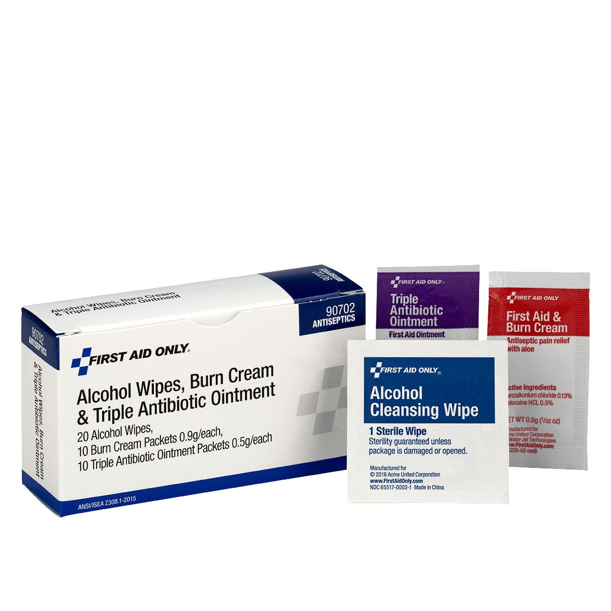Antiseptic Unit, Includes: (20) Alcohol Wipes, (10) Burn Cream and (10) Triple Antibiotic Ointments (DROP SHIP ONLY - $150 Minimum Order)