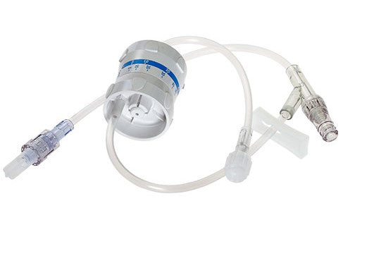 Flow Controller Extension Set, MicroClave Clear Needle-Free Connector, Clamp, Rotating Male Luer Lock, 3.2 ml PV, 19" Length, 50/cs