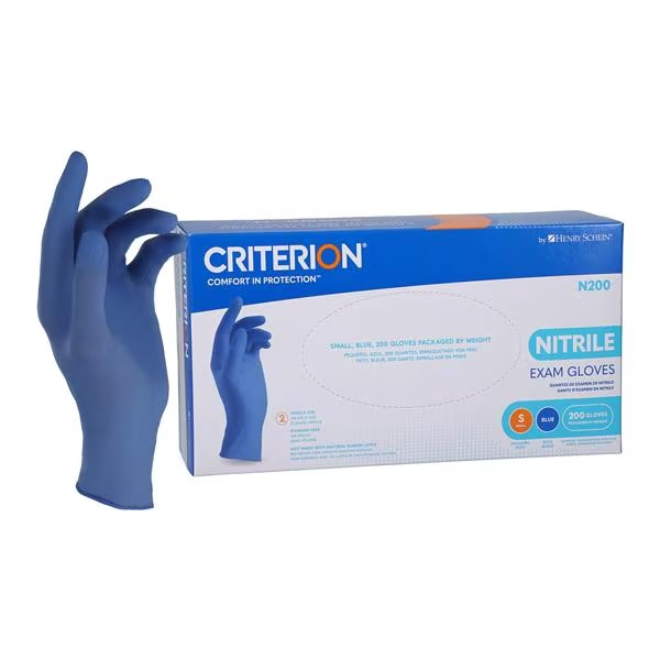 Criterion N200 Nitrile Exam Gloves Small Blue Non-Sterile 200/Bx (9007438)