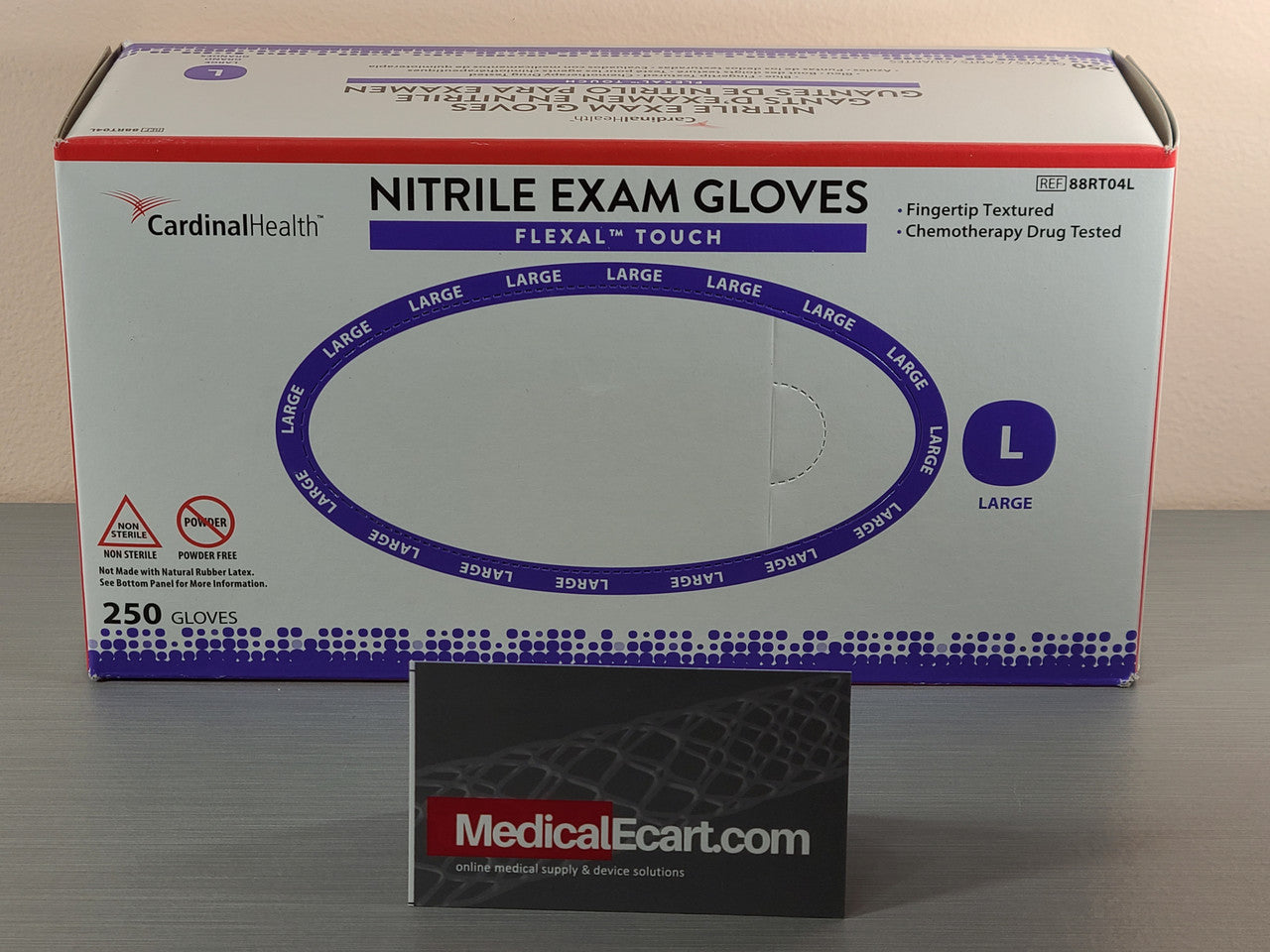 Flexal Touch Nitrile Exam Gloves, Large, Blue, Powder-Free, 250/bx, 10 bx/cs (Continental US Only)
