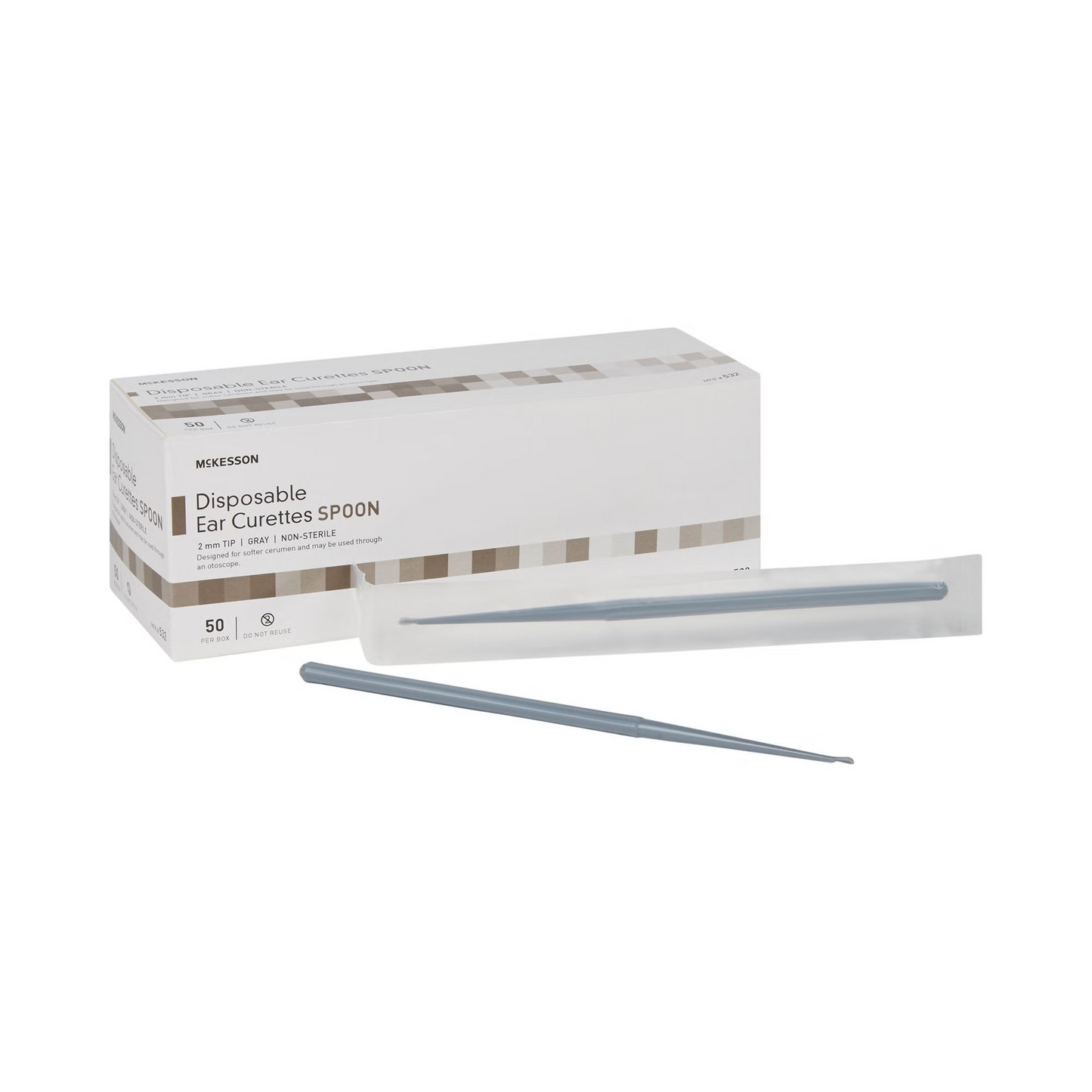 Ear Curette McKesson Handle with Grooves 2 mm Tip Cup Tip (532)