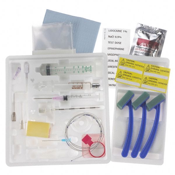 Continuous Epidural Tray, 17G x 3_" Winged Tuohy Needle & 19G Springwood Closed Tip Catheter (Rx) (Item is Non-Returnable), 10/cs (Continental US+HI Only, Excluding IN and ND)